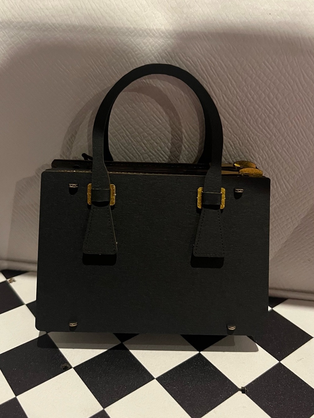 Prada Black Mini Tote with Gold Accents Paper Pop-Up Collectible - Picture 4 of 5